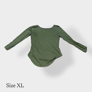 Curfew Womens XL shirt top blouse Long sleeve olive green lightweight scoop neck